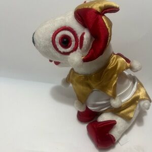 Target Mascot BULLSEYE the DOG Plush Toy in Red & Gold Jester Outfit Colorful